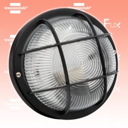 Wand- und Deckenleuchte rund mit Kunststoffgitter schwarz